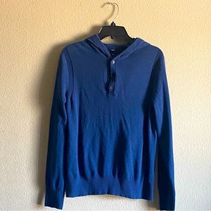 (Like New) Mens Knit Long-sleeve Blue Sweater with Hood